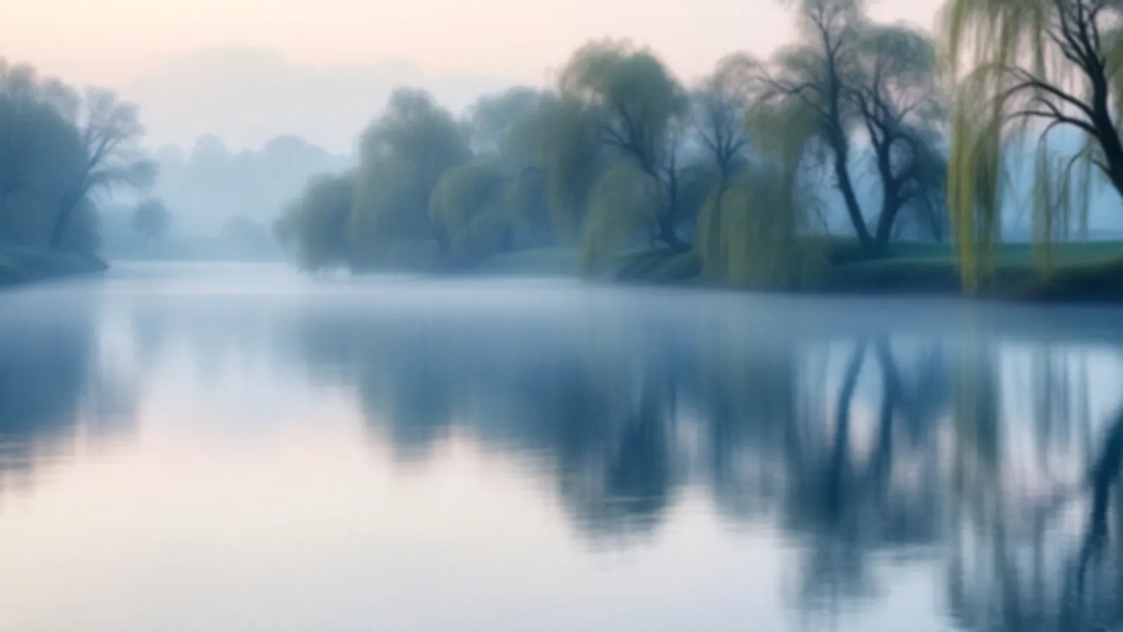 Weeping willow trees beside a calm river at dawn with soft mist, the DriveWillow view of personal loans for any credit, $100 – $5,000